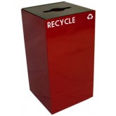 WITT GeoCube Square Recycling Receptacle w/ Combo Opening - 28 gallon, Red